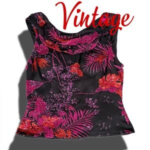 Sean Collection Black and Pink Floral Blouse